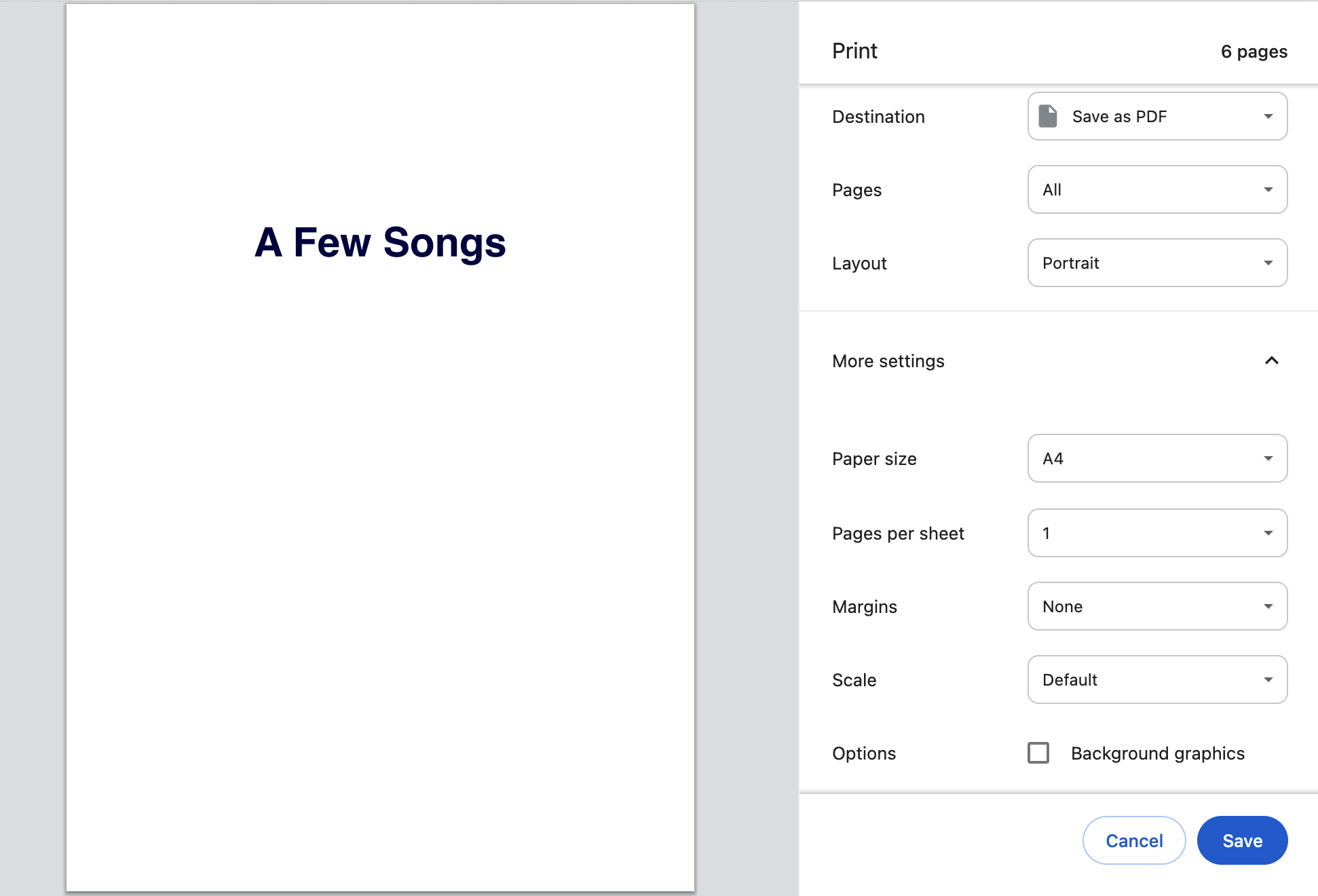 Print to PDF dialog example